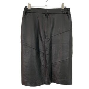 Vintage Super Soft Leather Mini Skirt Womens S Black Pencil Rocker Mob Wife EUC